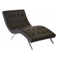 OSP Home Furnishings BAK72-B18 Blake Tufted Chaise in Black Faux Leather with Chrome Base